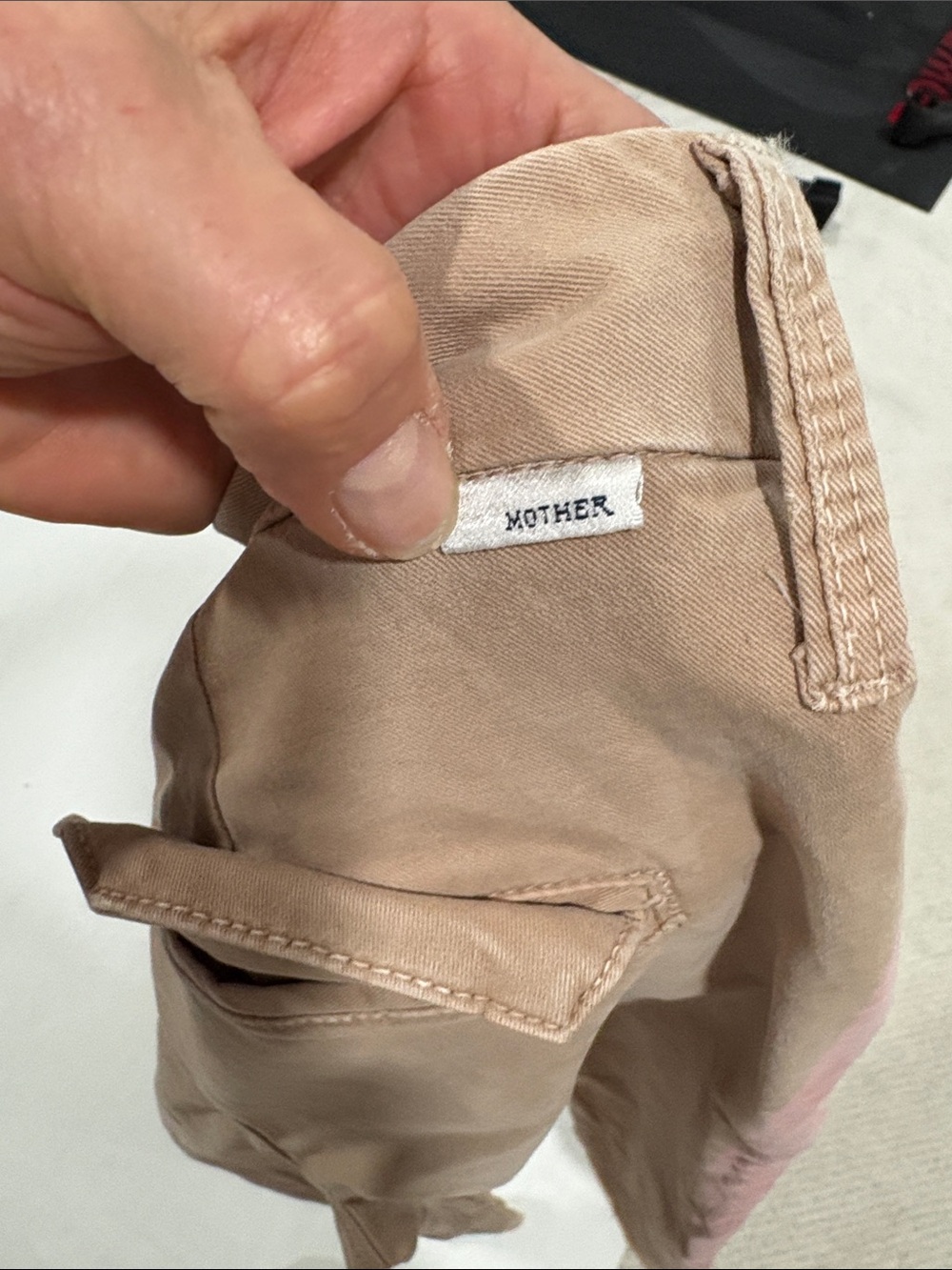 MOTHER Tan Ankle Jeans with Pink Side Stripe - Picture 8 of 8